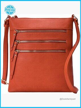 Multi Pocket Crossbody Bag Messenger Purse Top Zip Shoulder Handbag Adjustable